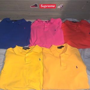 Lot of 5 Mens Large, Ralph Lauren Polos, New